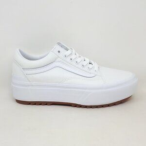 Vans Old Skool Stacked Platform Shoe Sneaker Canvas White Mens 7.5 / Womens 9 US